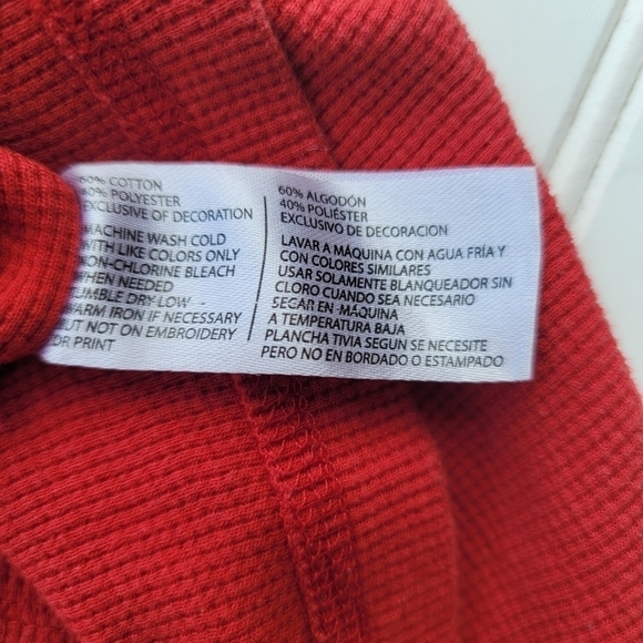U.S POLO ASSN. Men's Crewneck Long Sleeve Thermal Waffle Red Top Shirt Sz L - Picture 6 of 9
